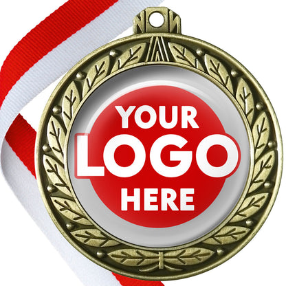 70mm Deluxe Antique Medal on a Ribbon (Laurel Leaf) MJ1070