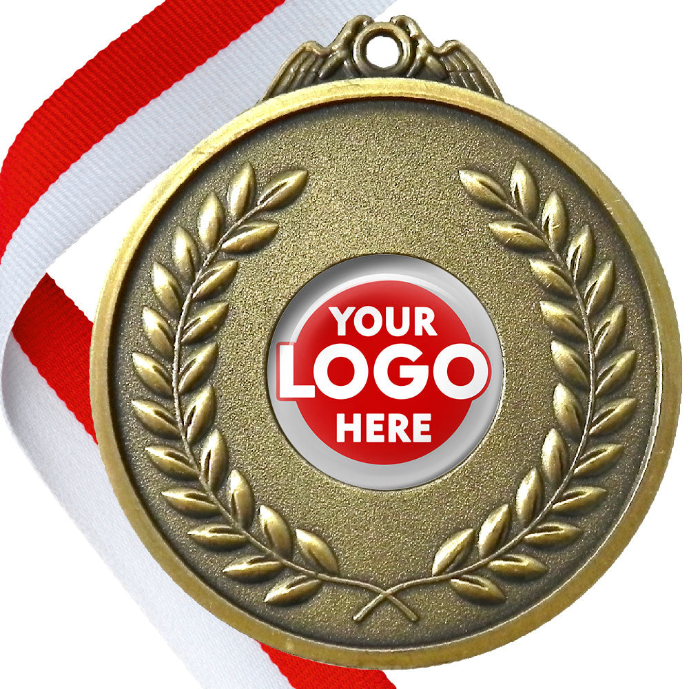 65mm Antique Laurel Wreath Medal On A Ribbon (MJ1065)