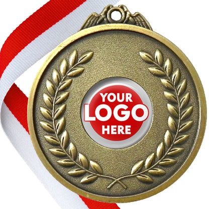 65mm Antique Laurel Wreath Medal On A Ribbon (MJ1065)