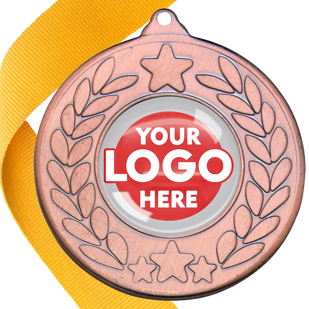 The Glossy 50mm Classic Star Medal on a Ribbon MINIMUM ORDER 100