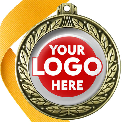 70mm Deluxe Antique Medal on a Ribbon (Laurel Leaf) MJ1070