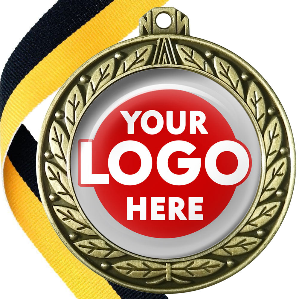 70mm Deluxe Antique Medal on a Ribbon (Laurel Leaf) MJ1070