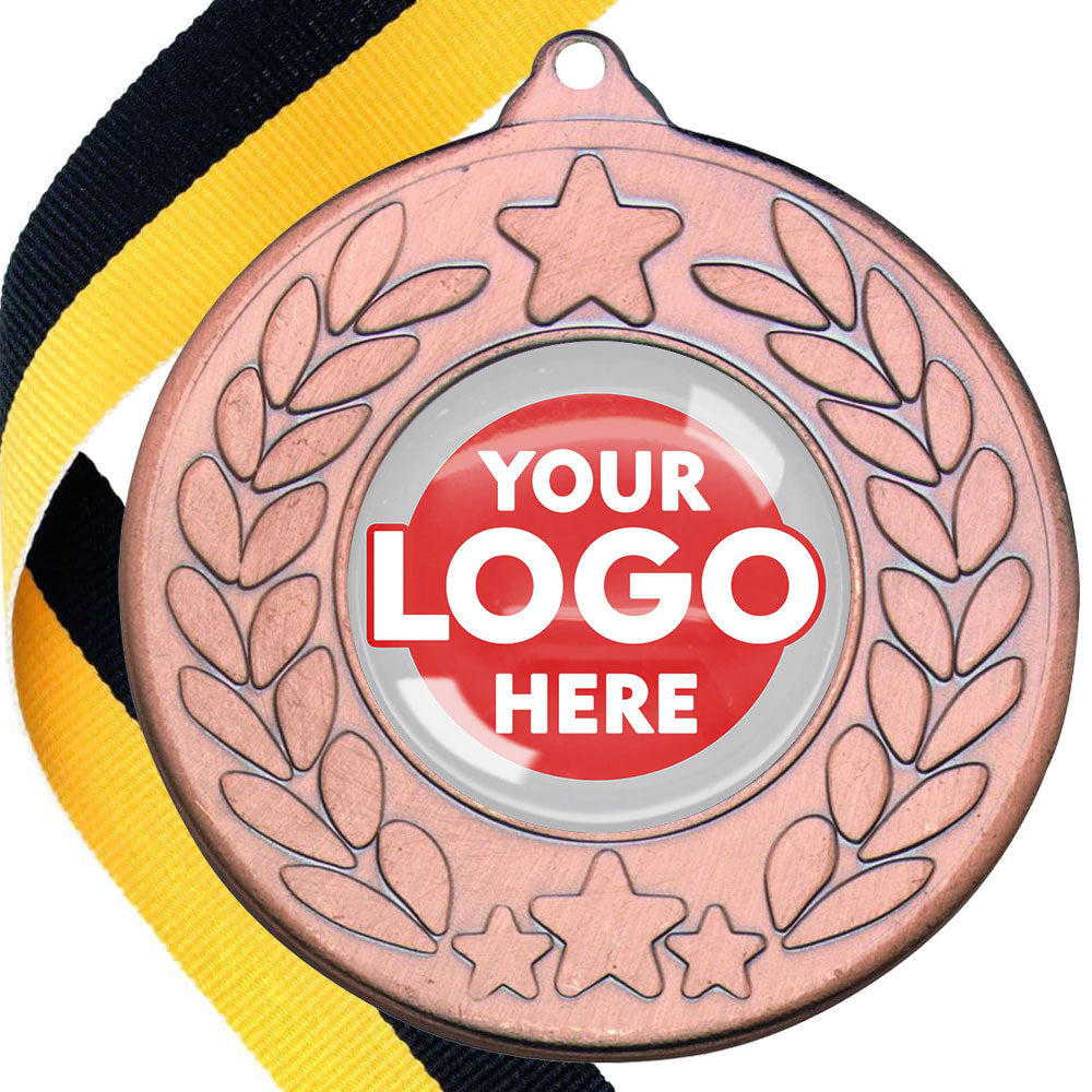 The Glossy 50mm Classic Star Medal on a Ribbon MINIMUM ORDER 100