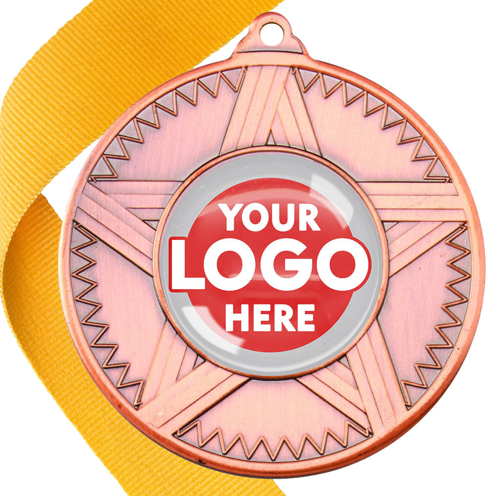 50mm Striped Star Design Medals on Ribbons