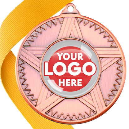 50mm Striped Star Design Medals on Ribbons