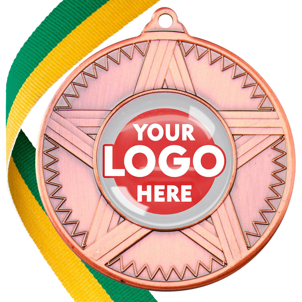 50mm Striped Star Design Medals on Ribbons