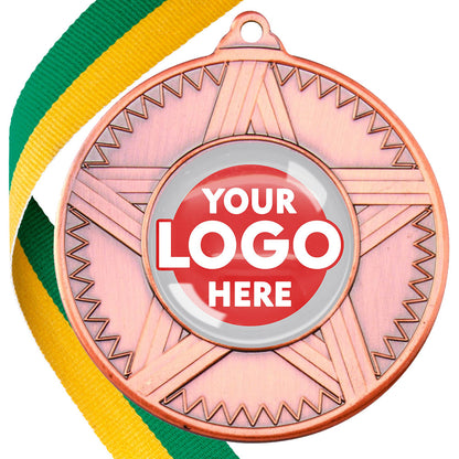 50mm Striped Star Design Medals on Ribbons