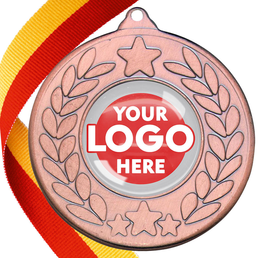 The Glossy 50mm Classic Star Medal on a Ribbon MINIMUM ORDER 100